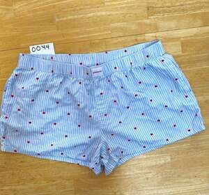 Joyspun Womens Sleep Shorts XL Blue/White Stripe Hearts Cotton Rayon Elastic